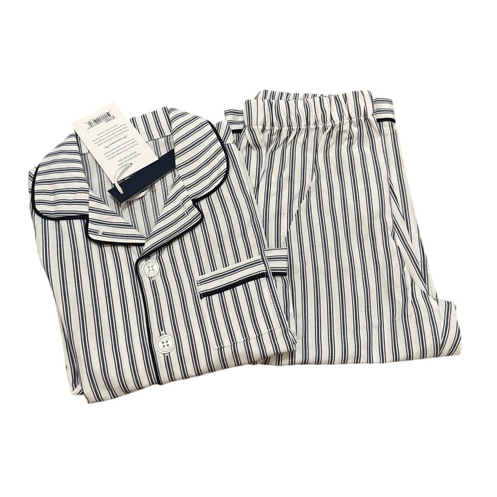 Petite Plume Kids' Ticking Stripe Pajama Set Navy French Size 8 New